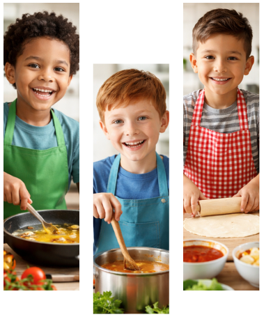 Kids cooking together
